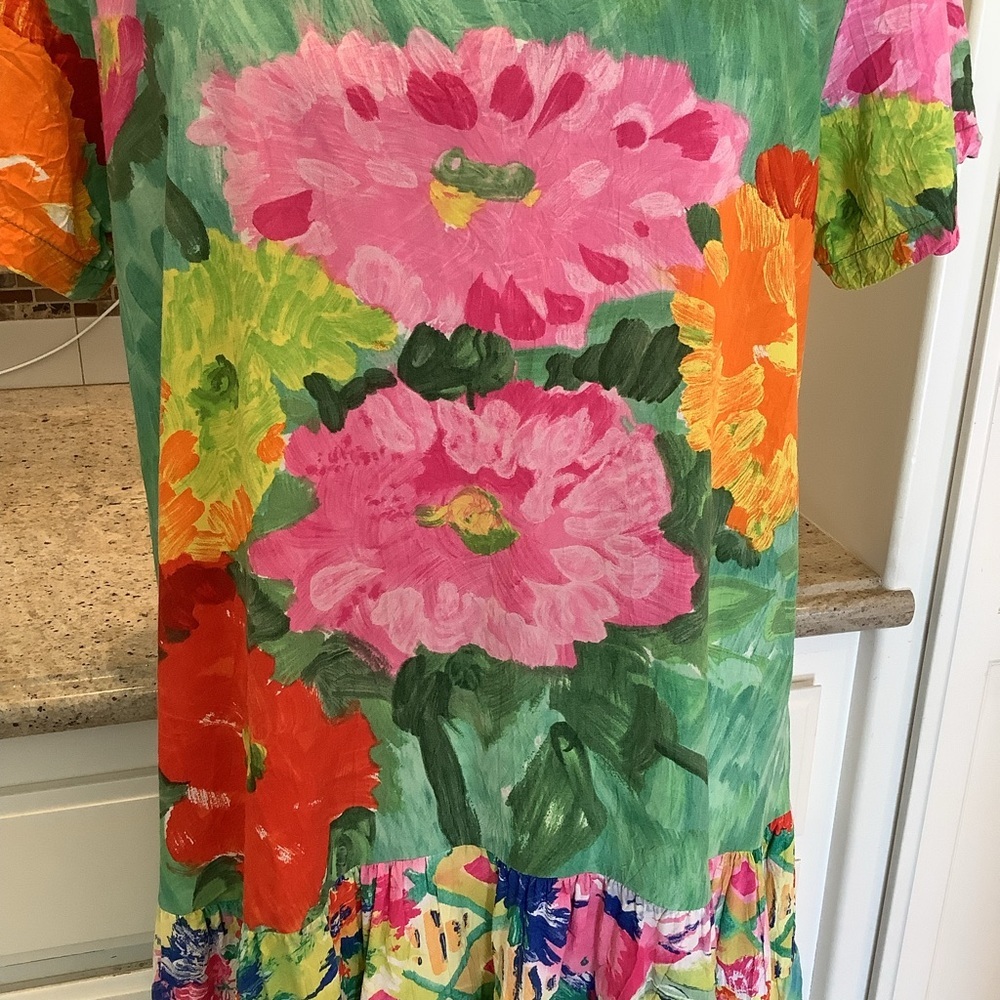 Jams World Vintage Floral Green Garden Dress Size XL - Picture 2 of 8